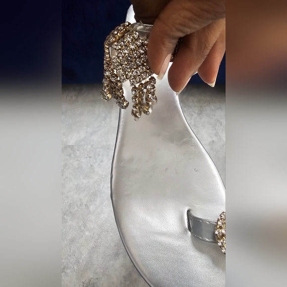 Silver Rhinestone Sandals - Picture 6 of 9